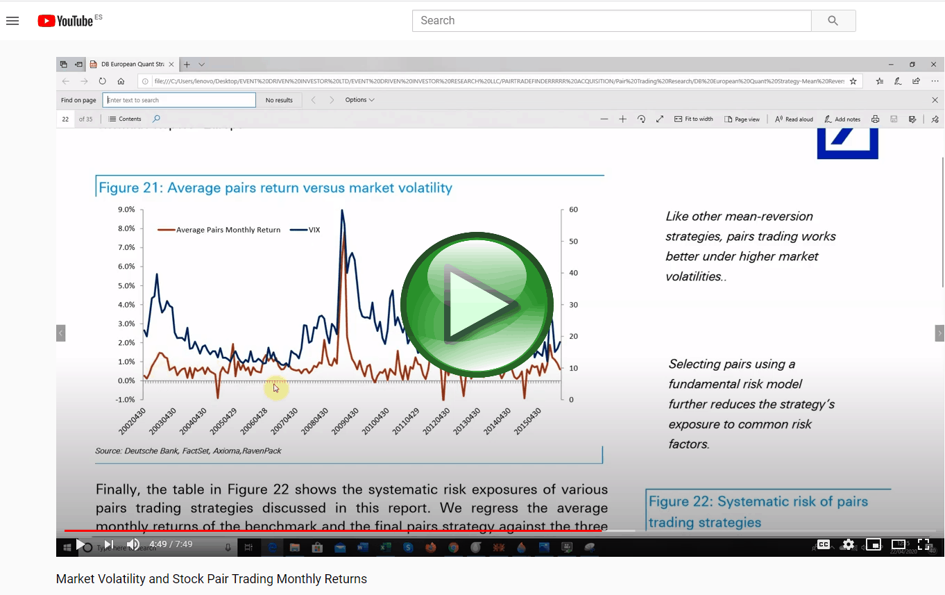 stock pair trading through a market crash